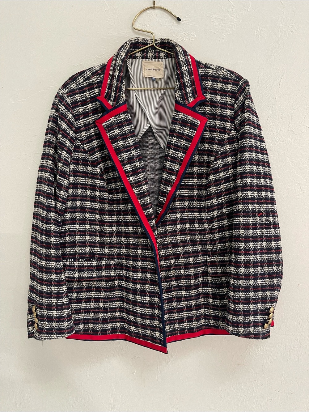 Court & Rowe Plaid Tweed Blazer Jacket in Blue Night size 18W NWT